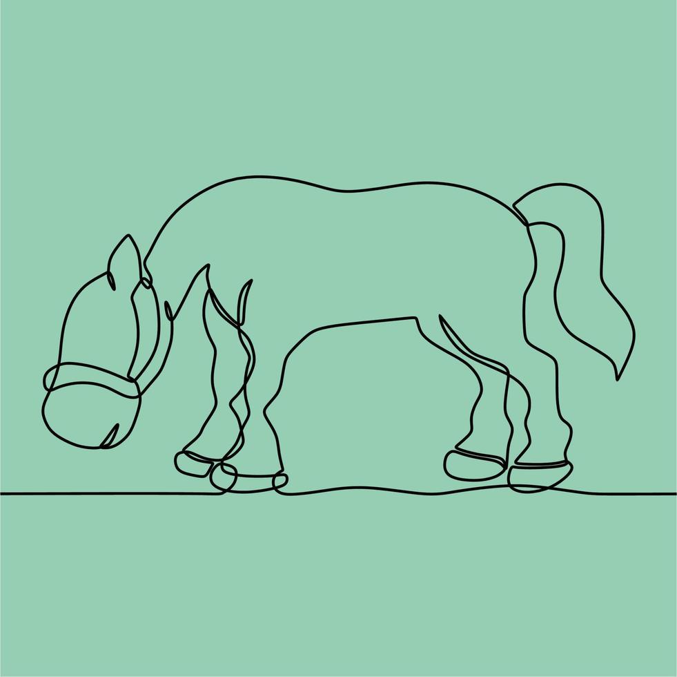 continuous line drawing on horse vector