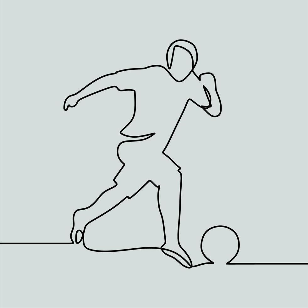 continuous line drawing on people play football vector