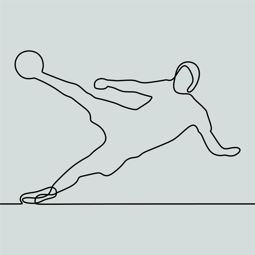 continuous line drawing on people play football vector