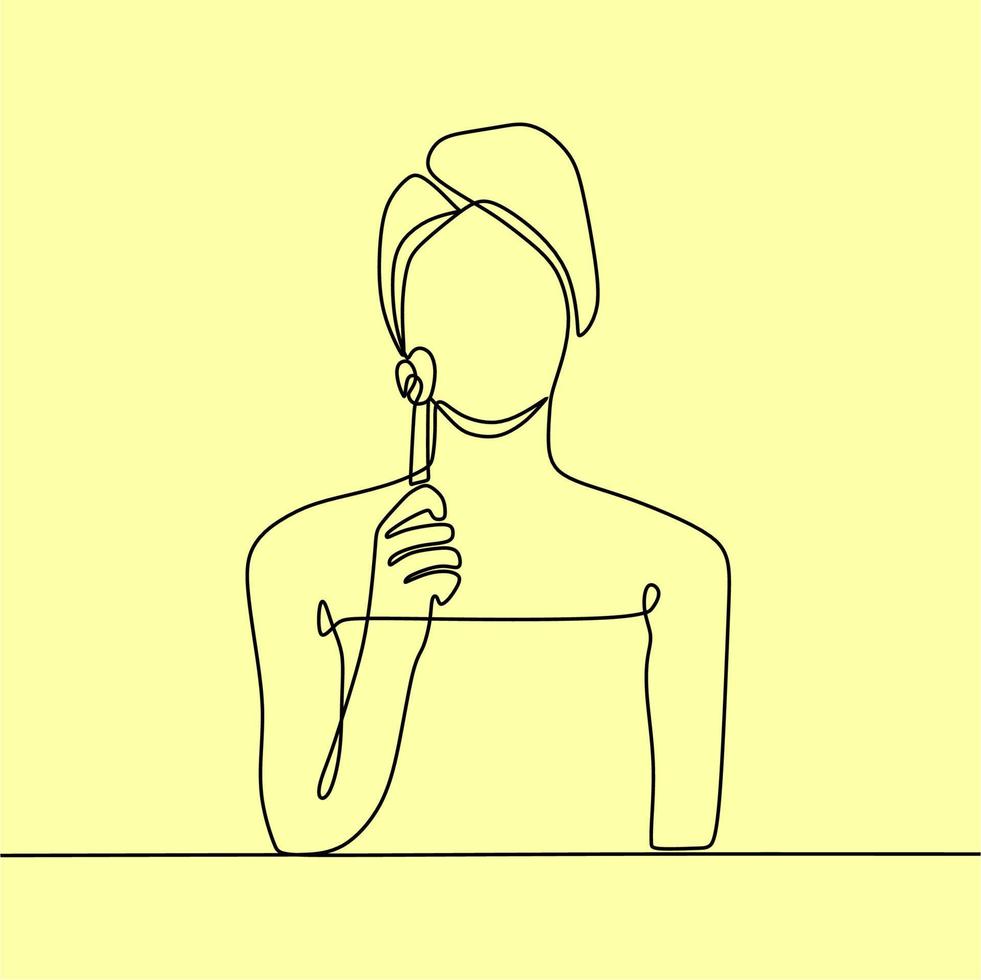 continuous line drawing on someone make up vector