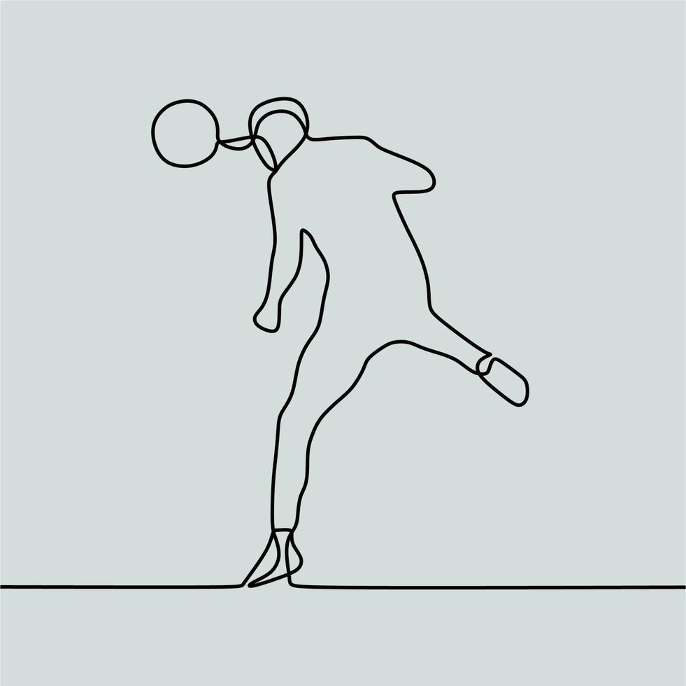 continuous line drawing on people play football vector