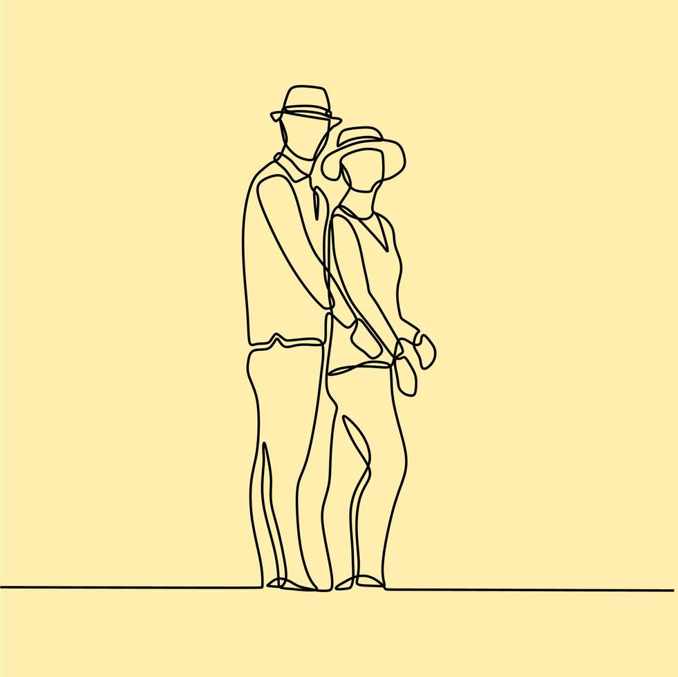 continuous line drawing on romance vector