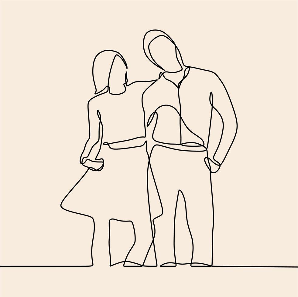 continuous line drawing on romance vector