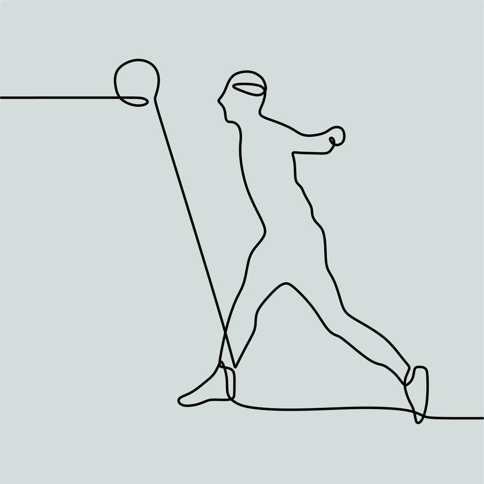 continuous line drawing on people play football vector