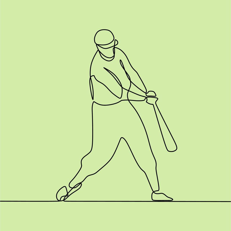 continuous line drawing on people playing softball vector