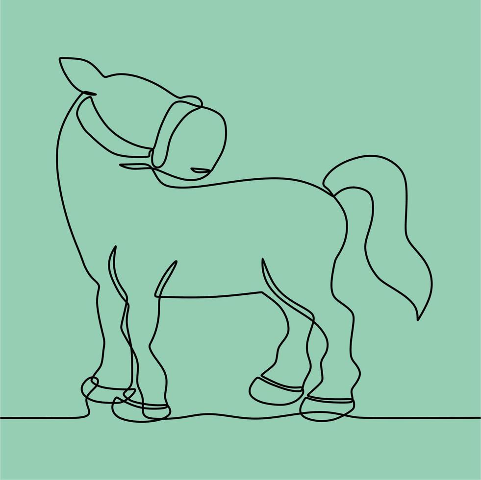 continuous line drawing on horse vector