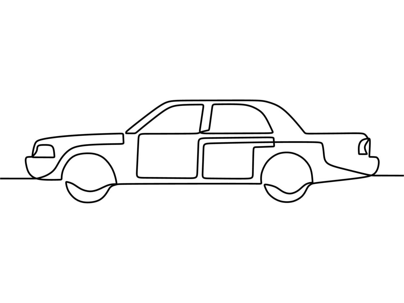 continuous line drawing on car vector