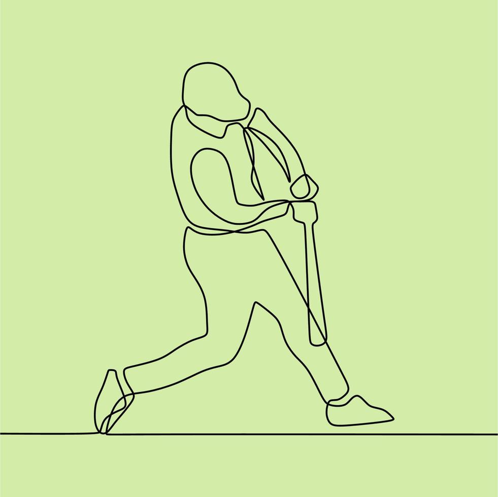 continuous line drawing on people playing softball vector