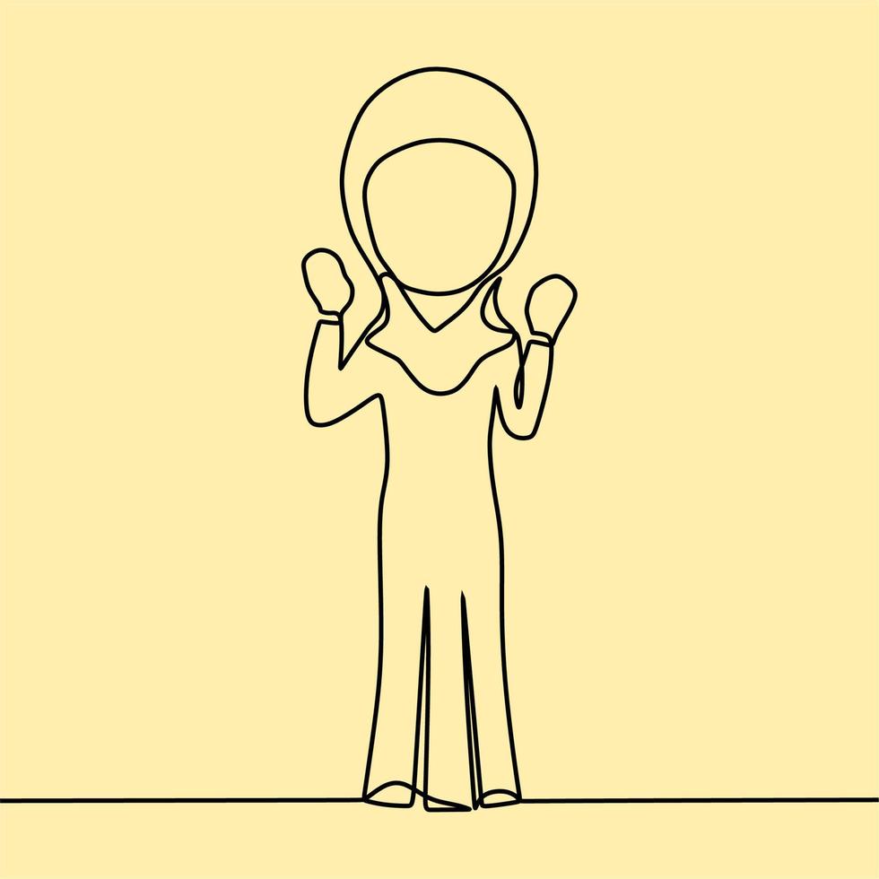 continuous line drawing on people with hijab vector