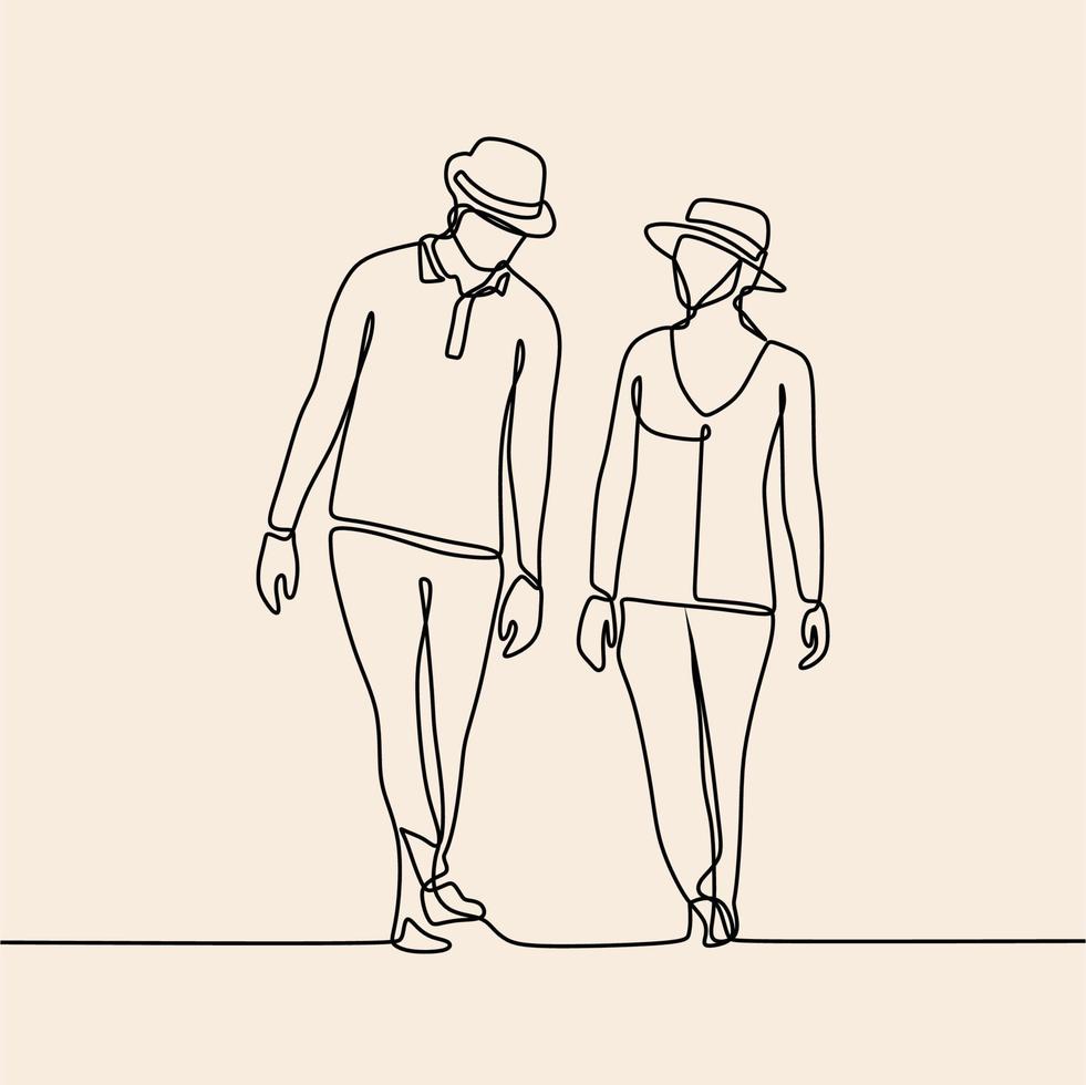 continuous line drawing on romance vector