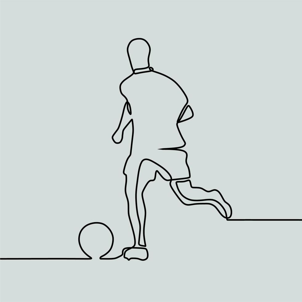 continuous line drawing on people play football vector