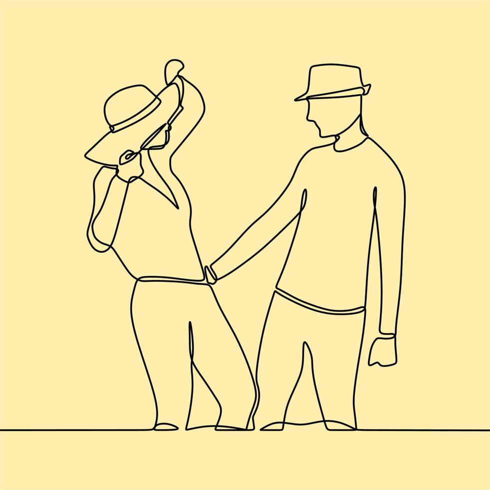 continuous line drawing on romance vector