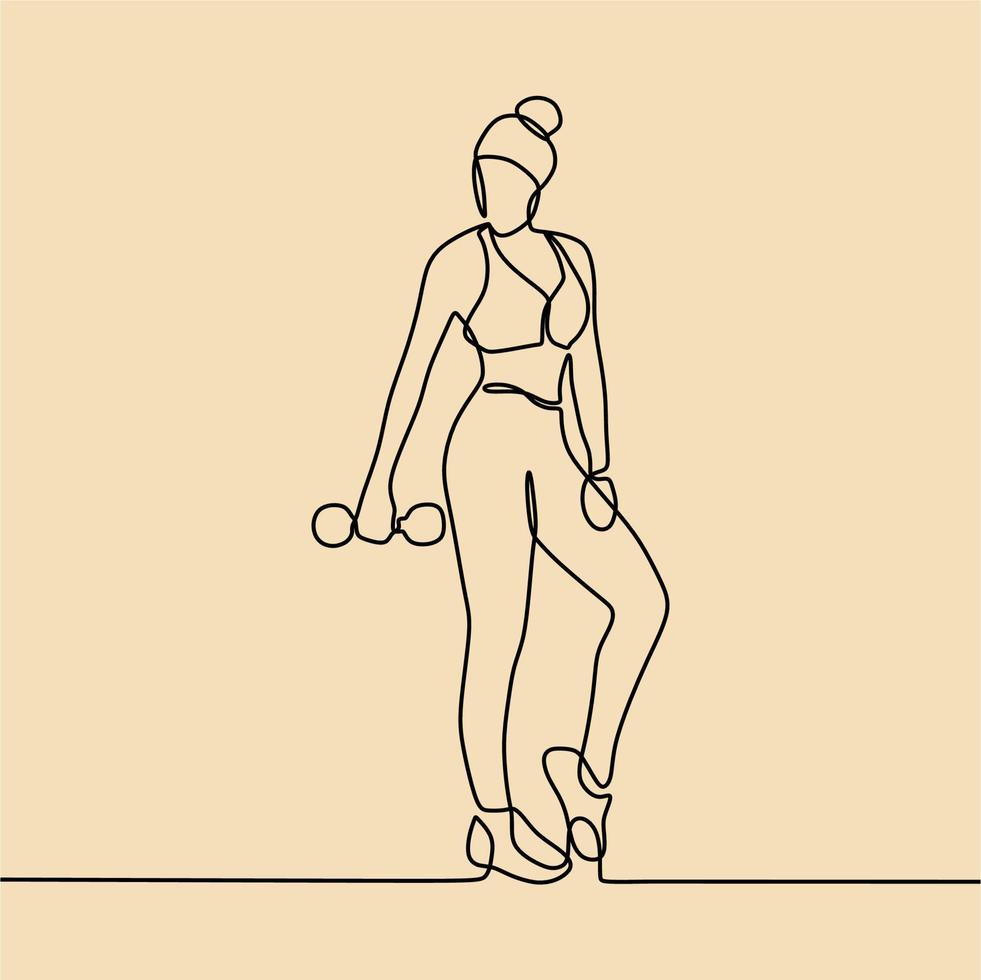 continuous line drawing on someone is at the gym vector