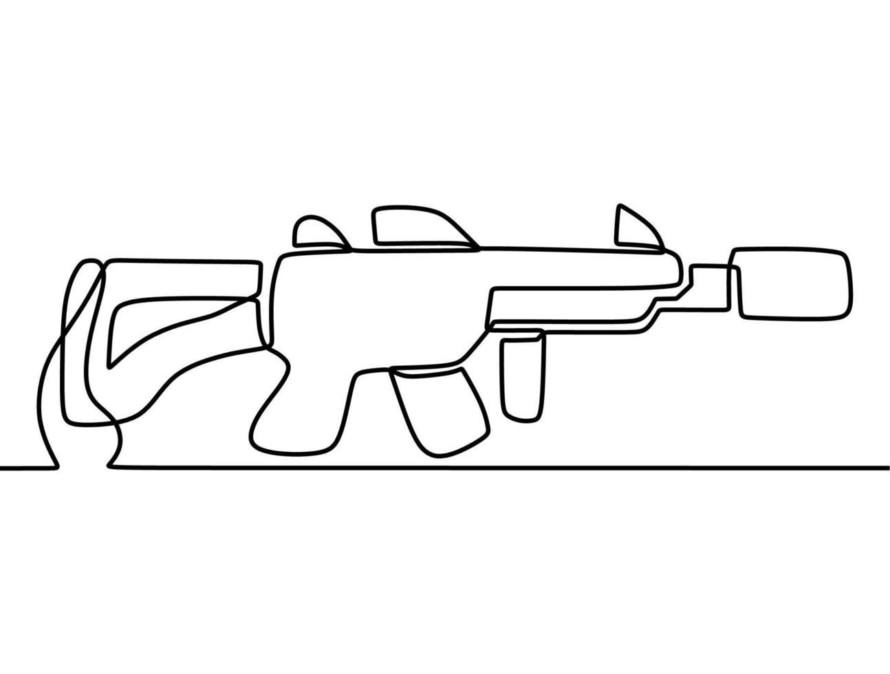 continuous line drawing on gun vector