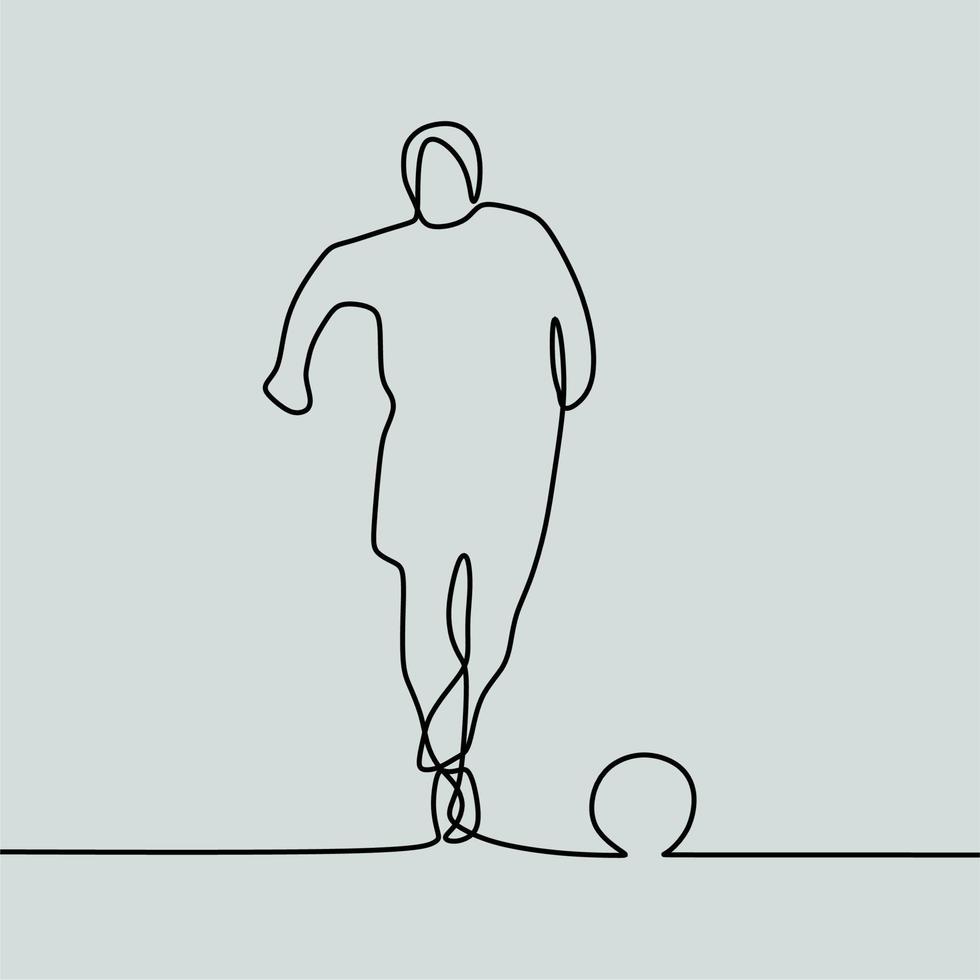 continuous line drawing on people play football vector