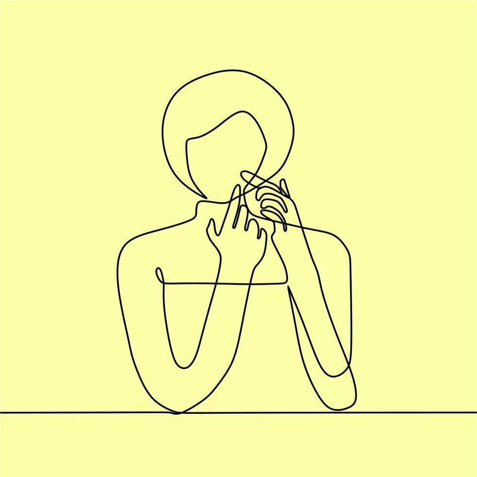 continuous line drawing on someone make up vector