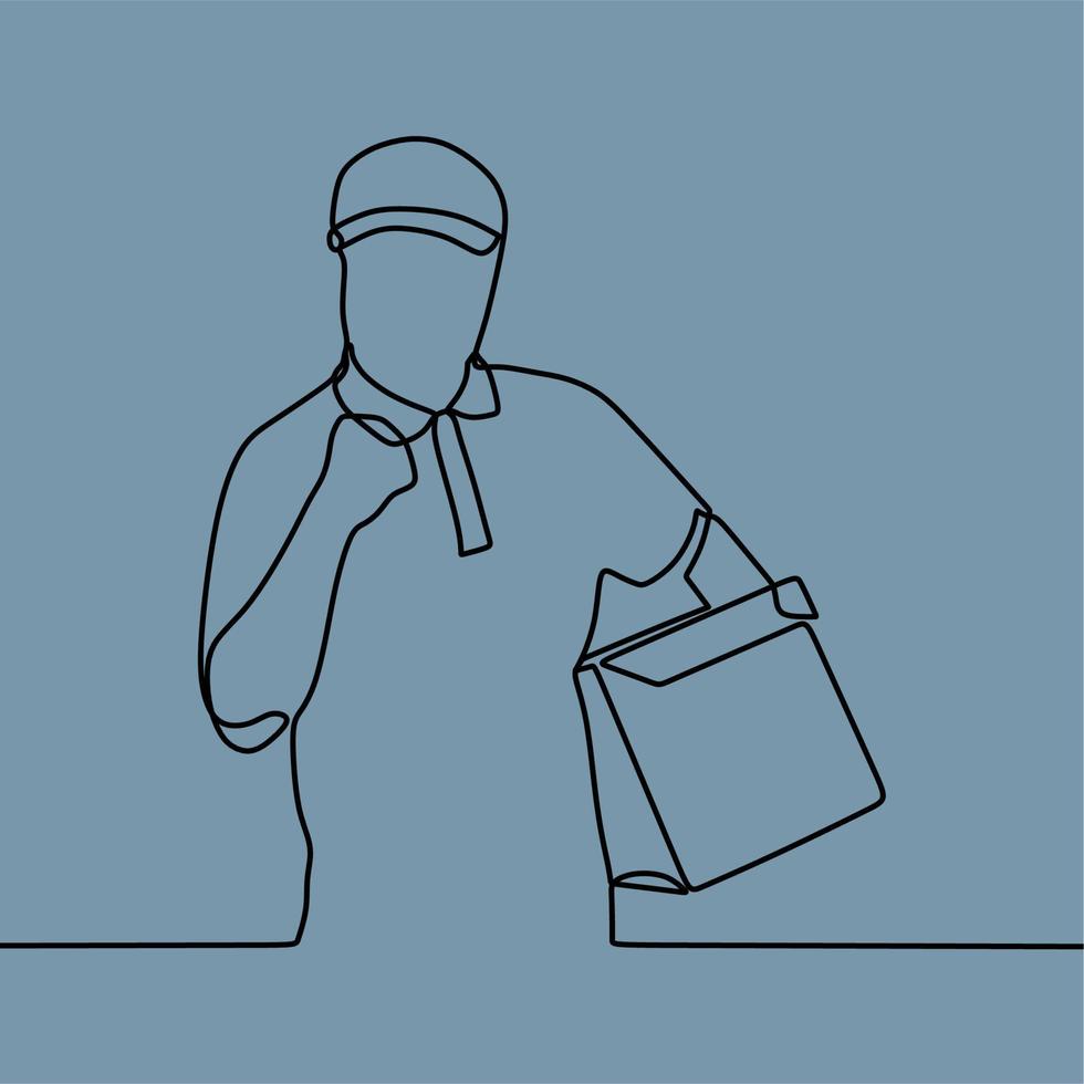 continuous line drawing on courier vector