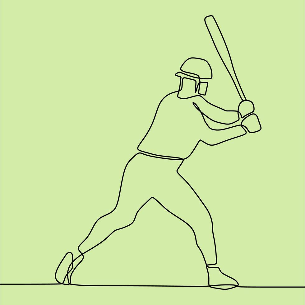 continuous line drawing on people playing softball vector