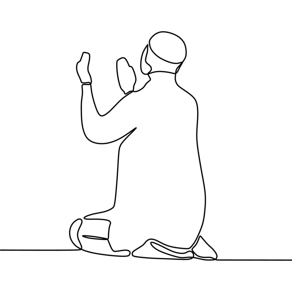 continuous line drawing on someone is praying vector