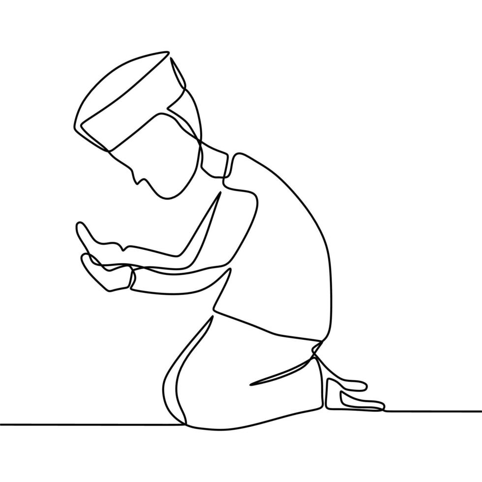 continuous line drawing on someone is praying vector