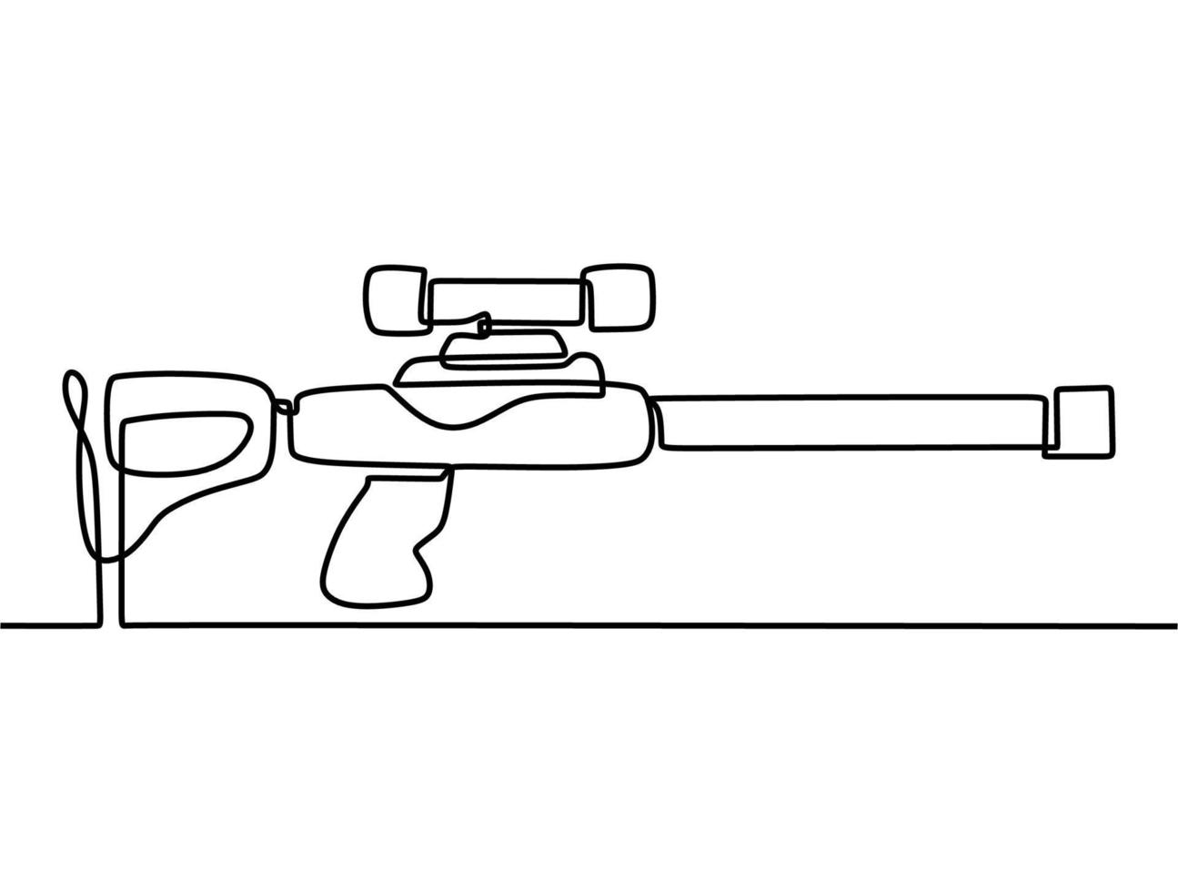 continuous line drawing on gun vector