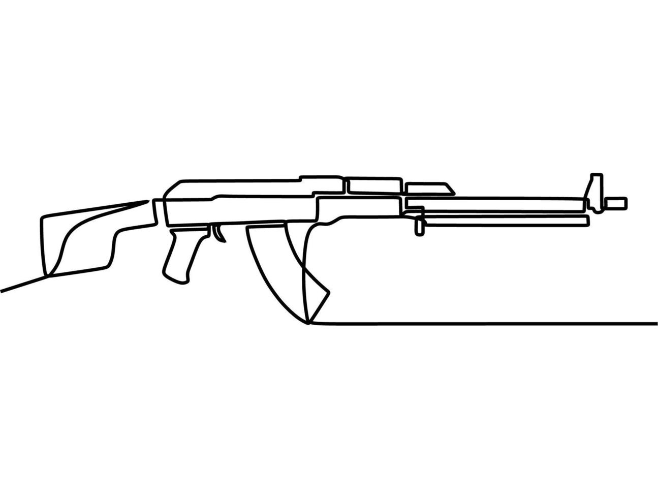 continuous line drawing on gun vector