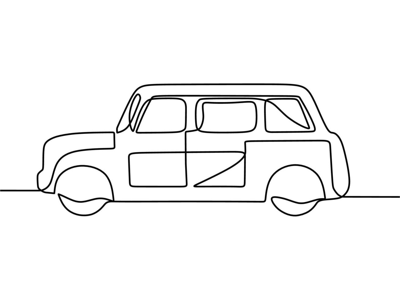 continuous line drawing on car vector