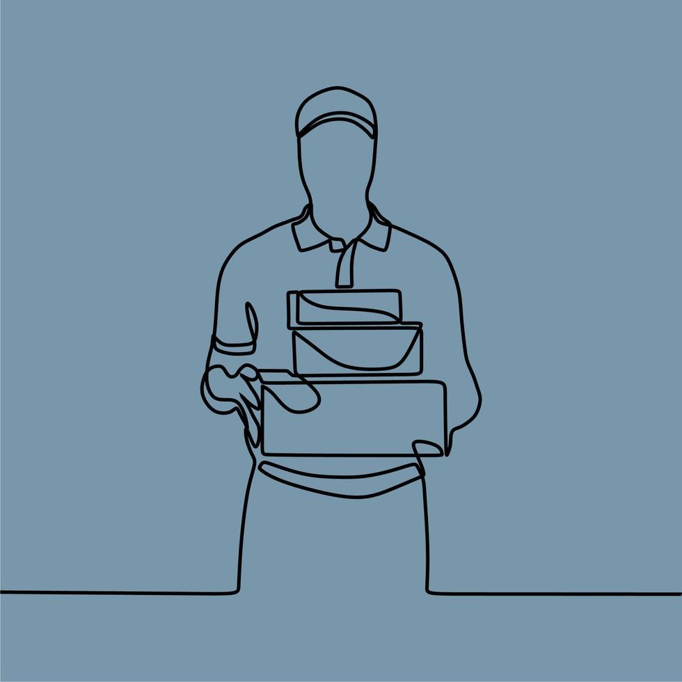 continuous line drawing on courier vector