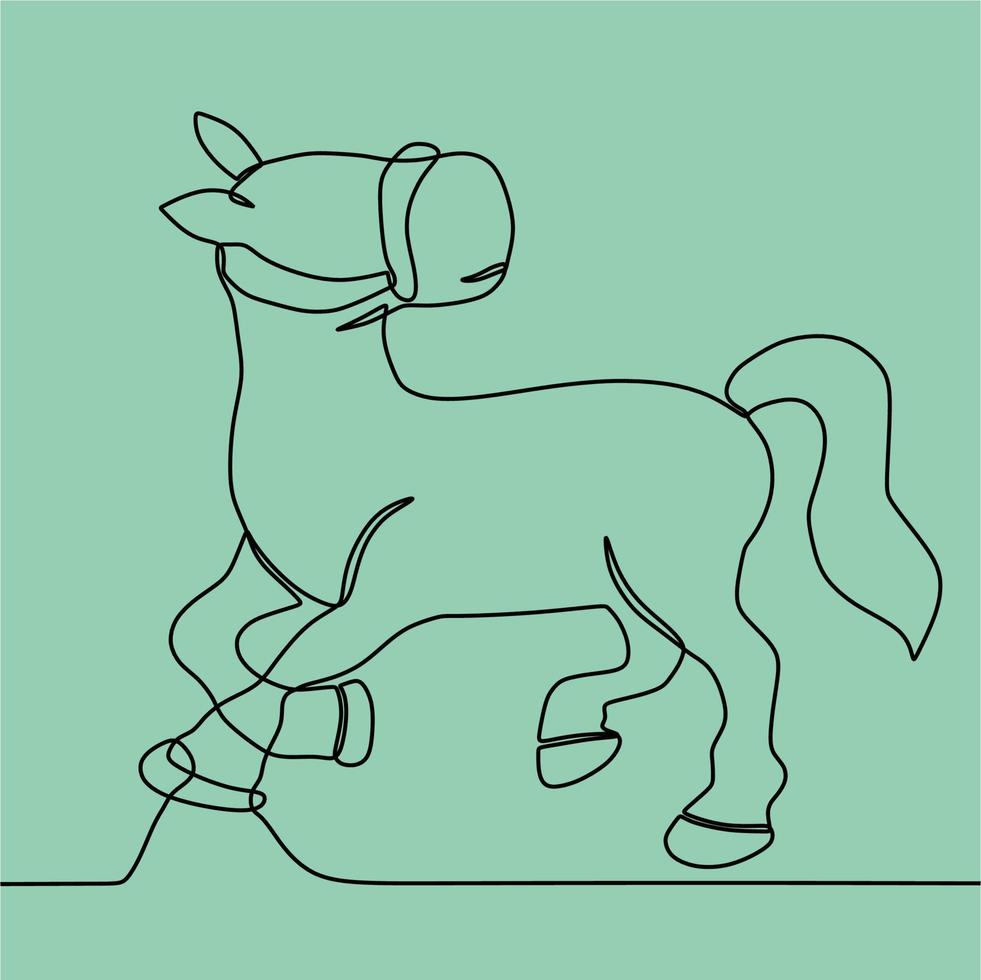 dibujo de línea continua en caballo vector