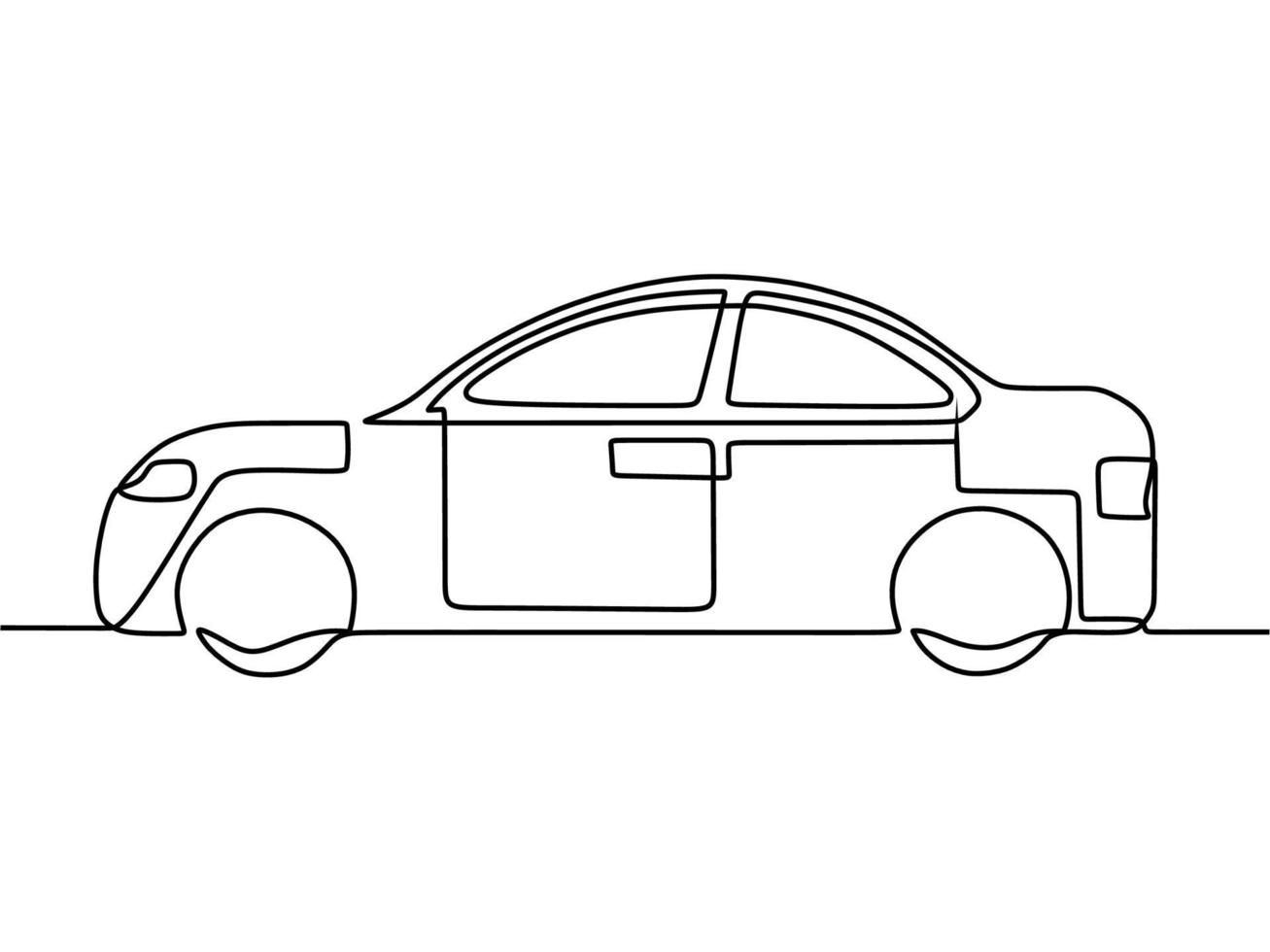 continuous line drawing on car vector