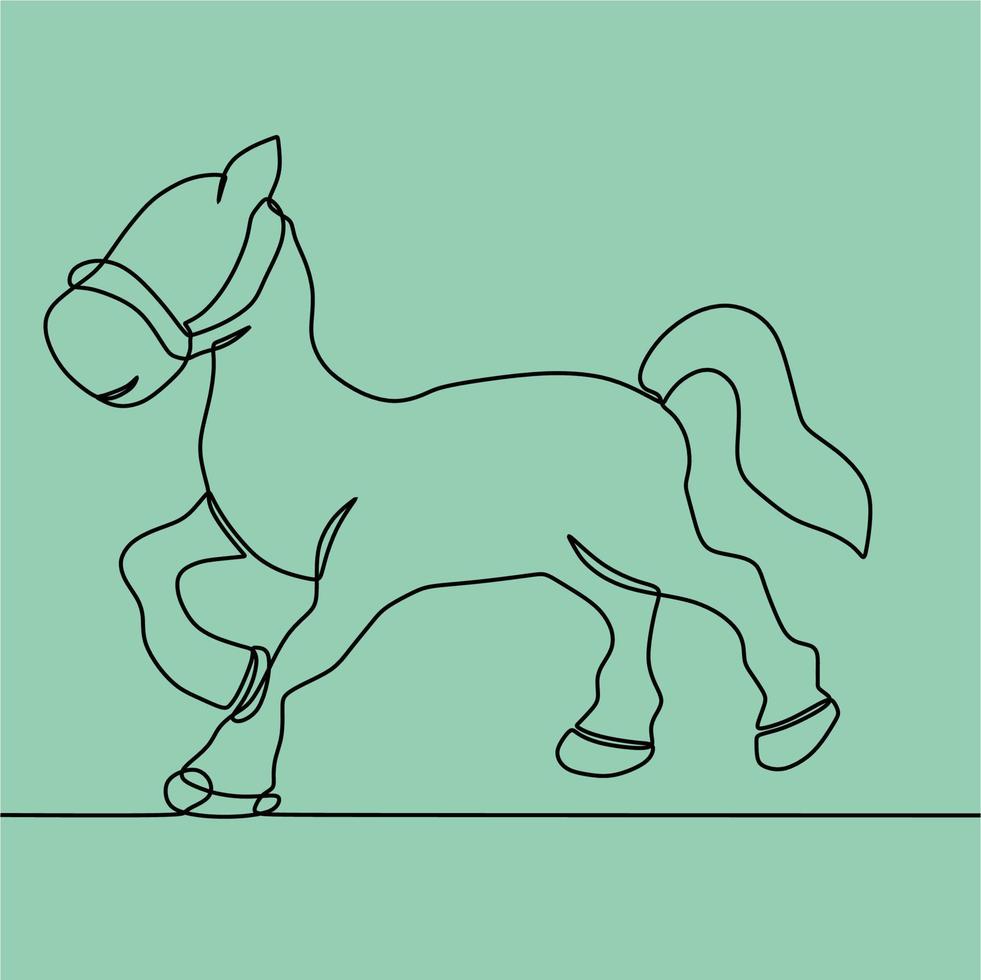 continuous line drawing on horse vector