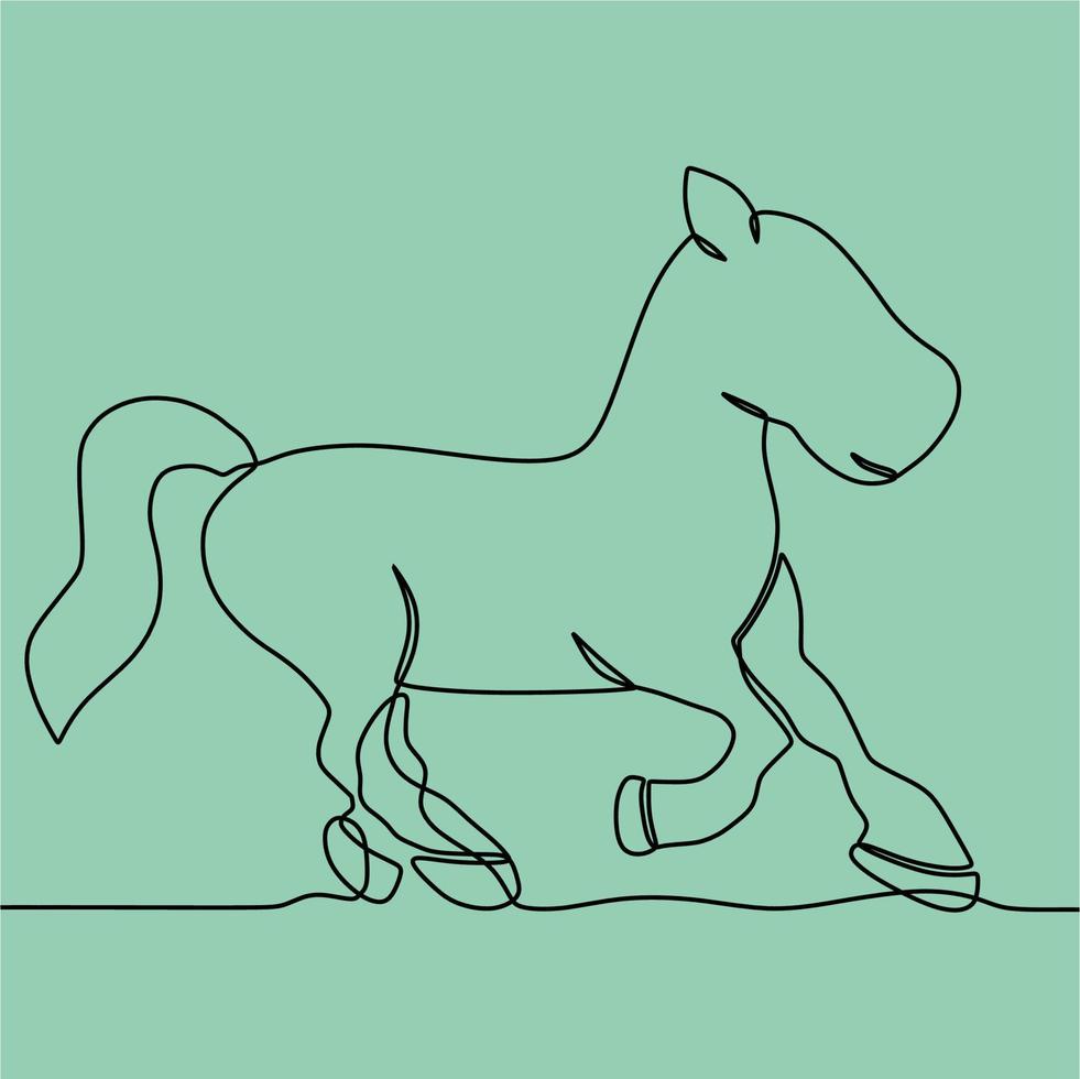 continuous line drawing on horse vector