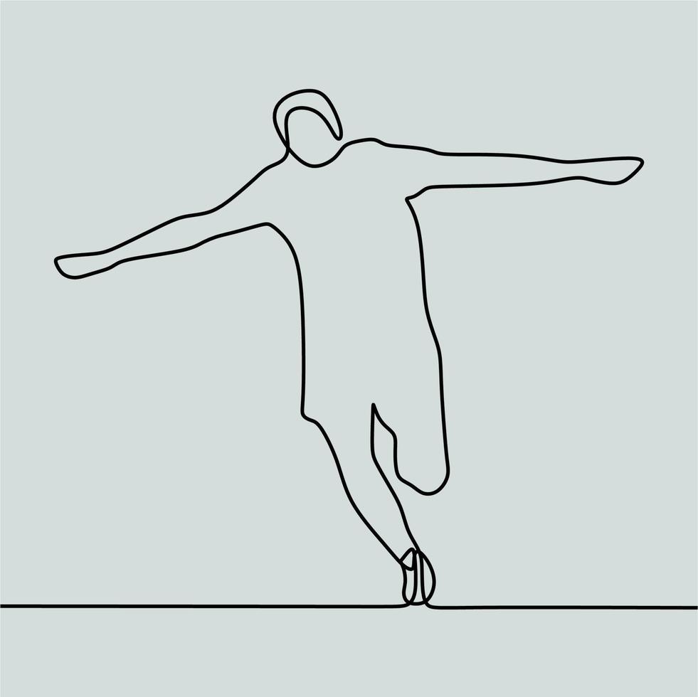 continuous line drawing on people play football vector