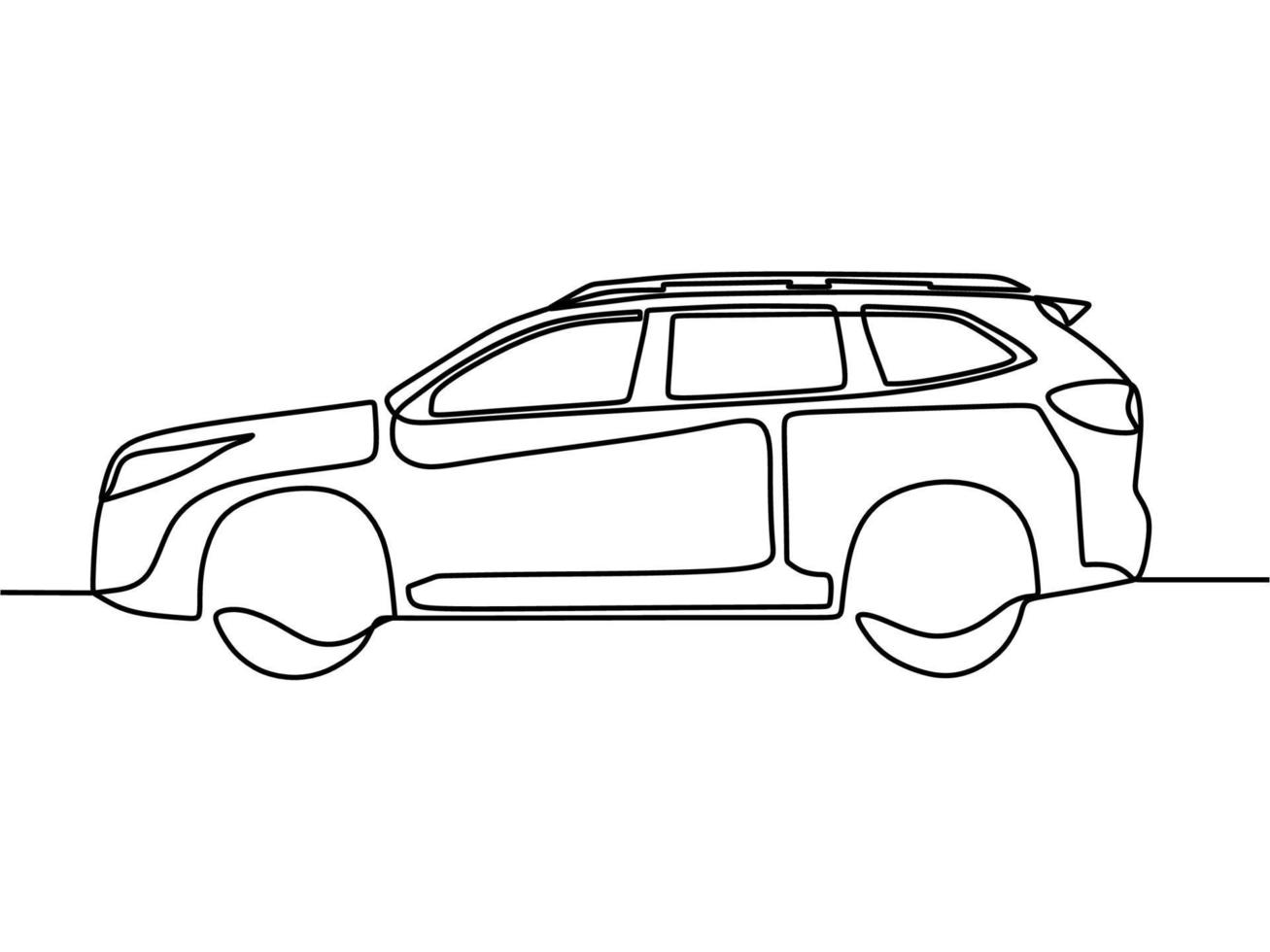 continuous line drawing on car vector