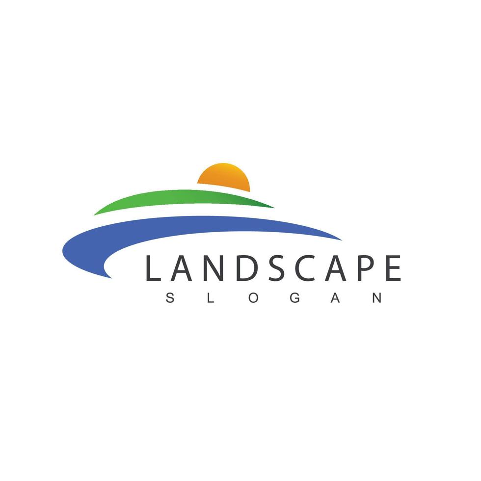 plantilla de diseño de logotipo de paisaje, adecuada para el icono de la granja, el hotel y la empresa de viajes vector