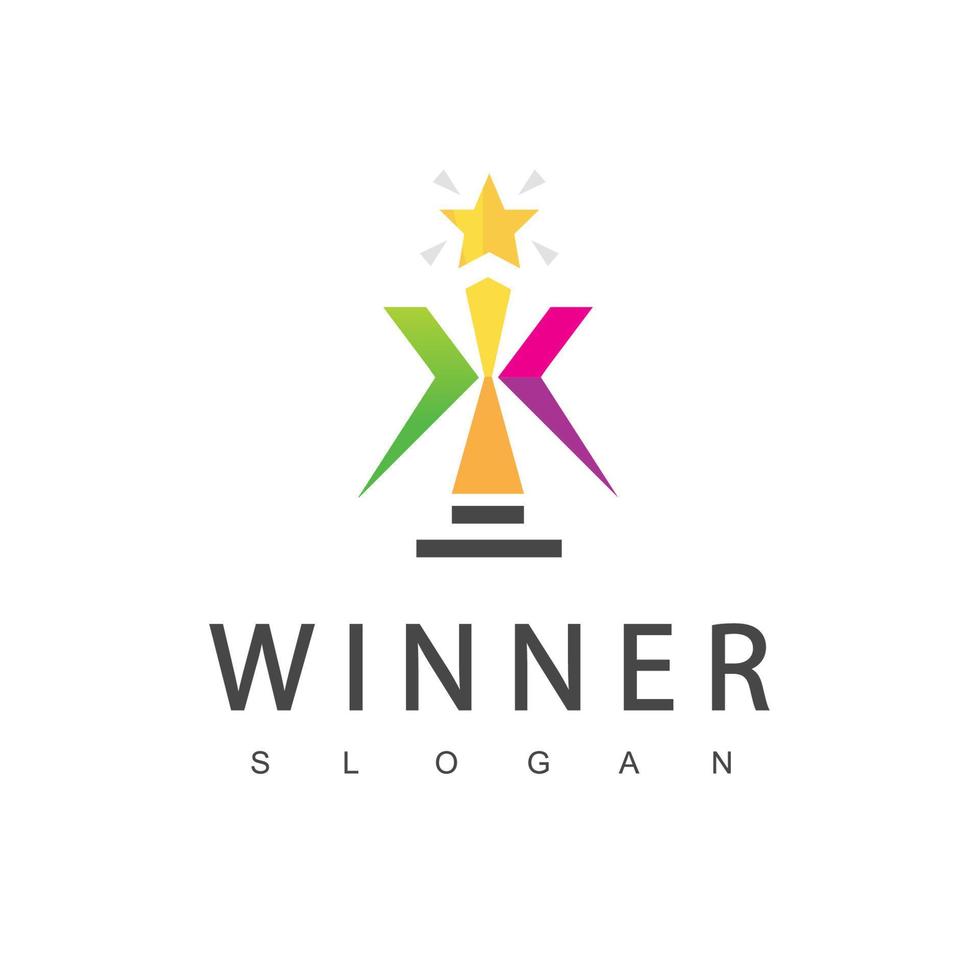 Winner Trophy Logo Template, Leadership And Competition Award Icon vector