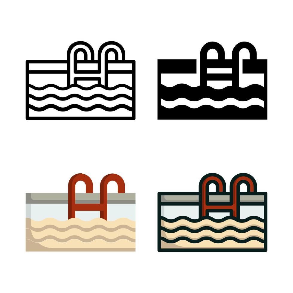 colección de estilo de conjunto de iconos de piscina vector