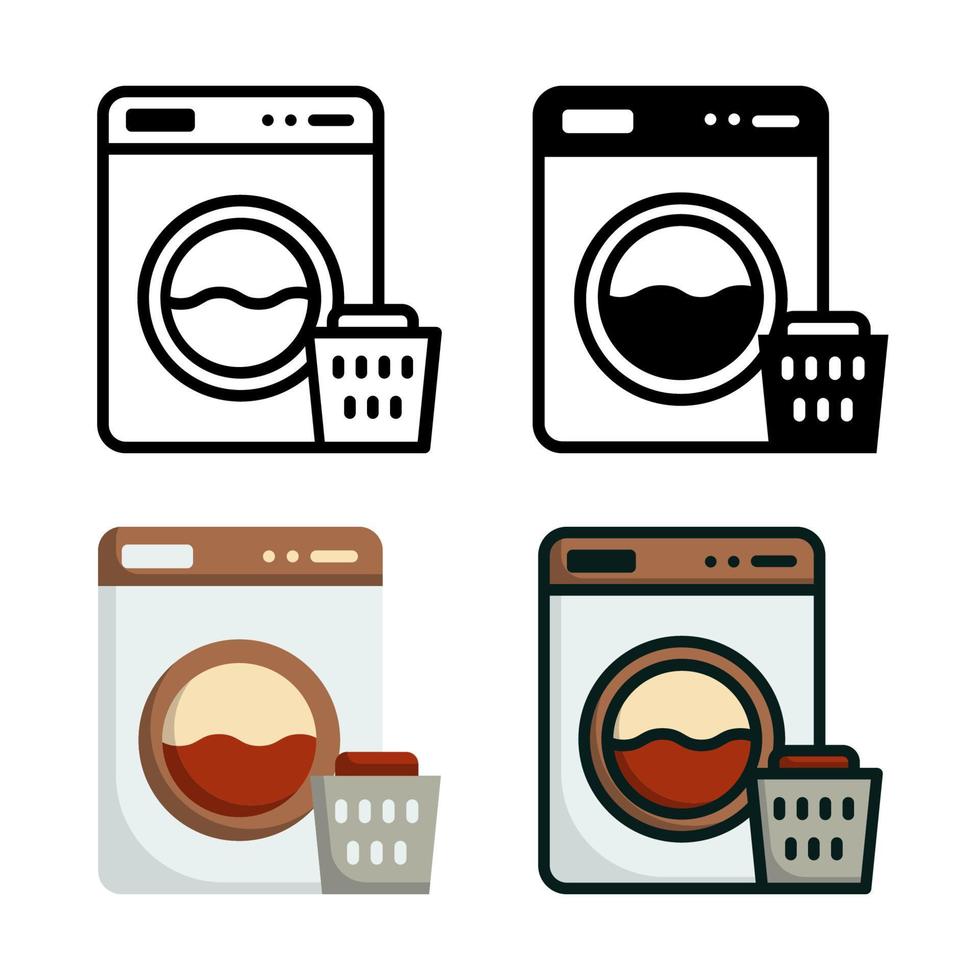 colección de estilo de conjunto de iconos de lavadora vector