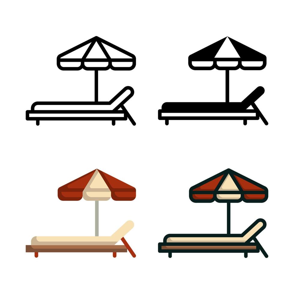 Sunbed Icon Set Style Collection vector