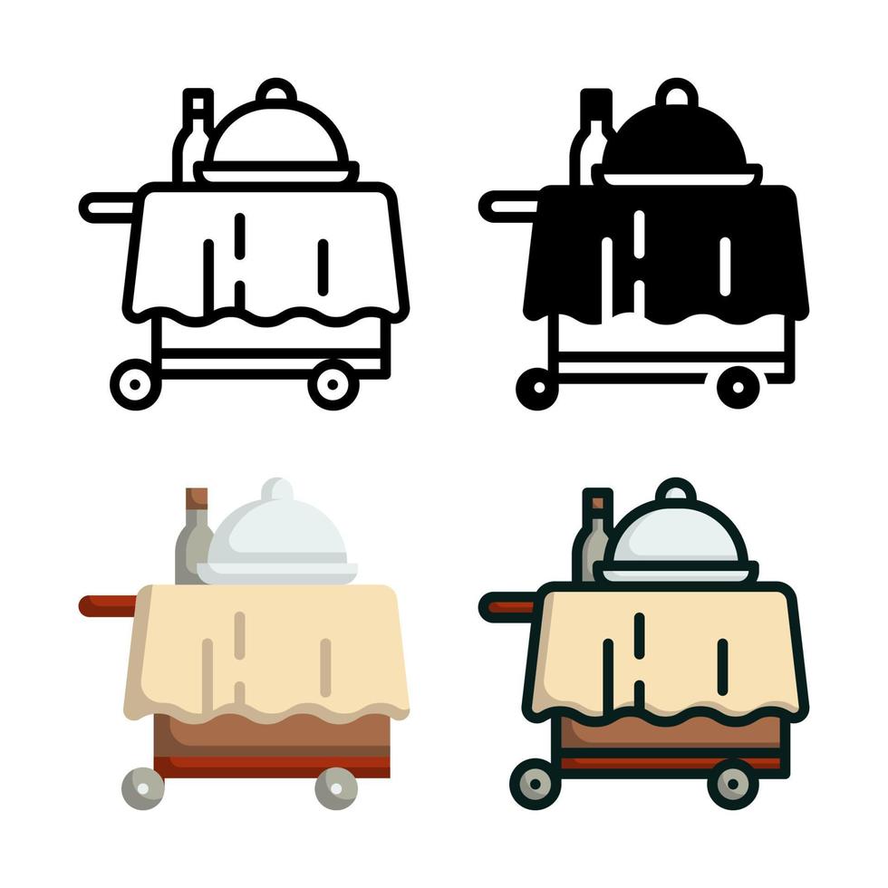 colección de estilo de conjunto de iconos de servicio de comida en la habitación vector