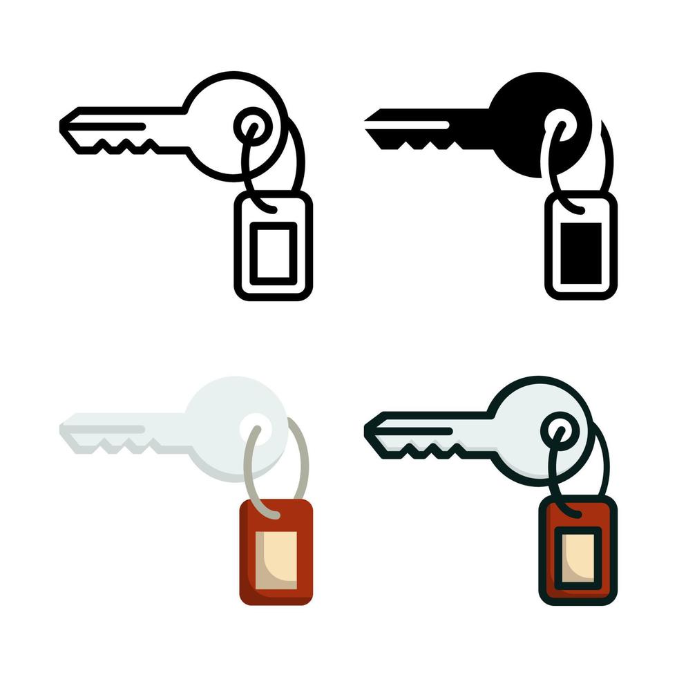 colección de estilo de conjunto de iconos de llave de habitación vector