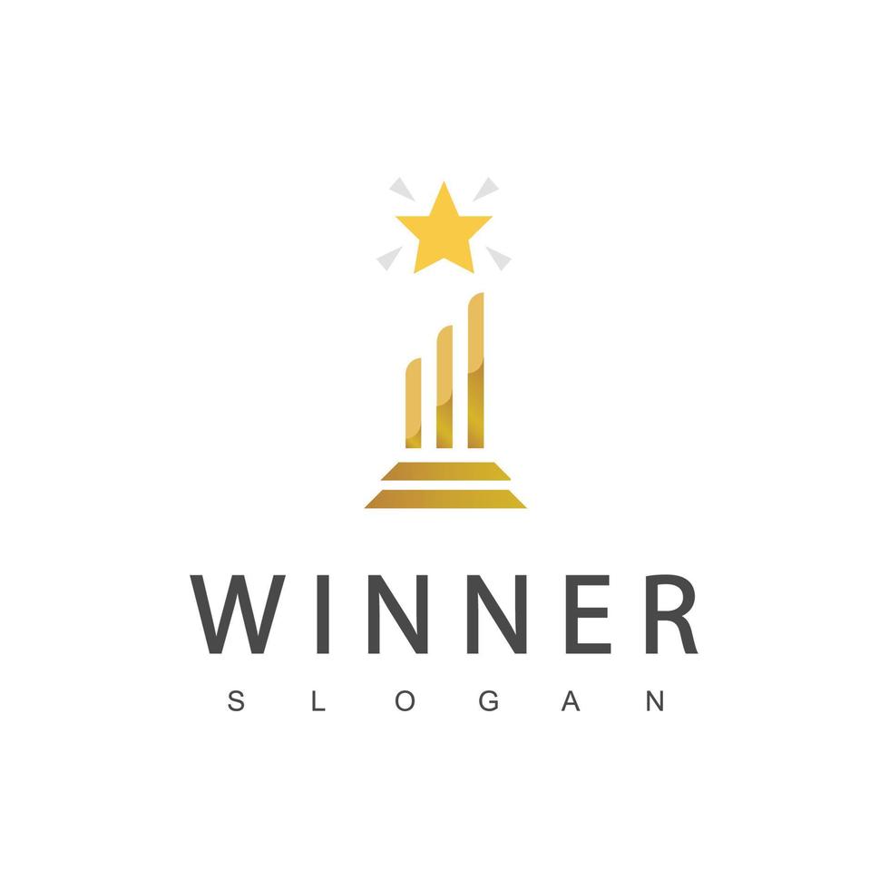 Winner Trophy Logo Template, Leadership And Competition Award Icon vector