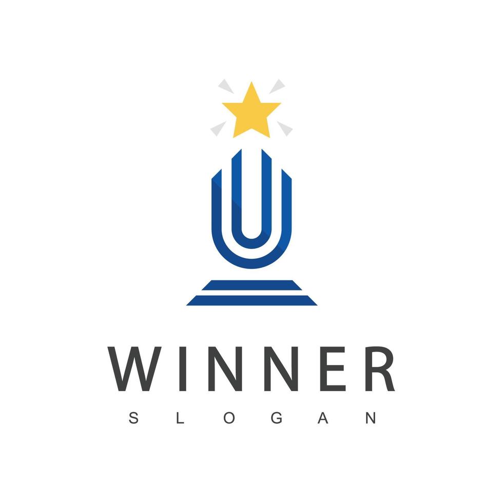 Winner Trophy Logo Template, Leadership And Competition Award Icon vector