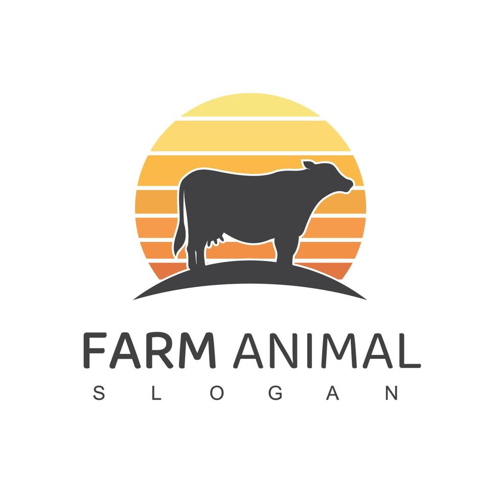 Farm Animal Logo, Cow Farm Symbol vector