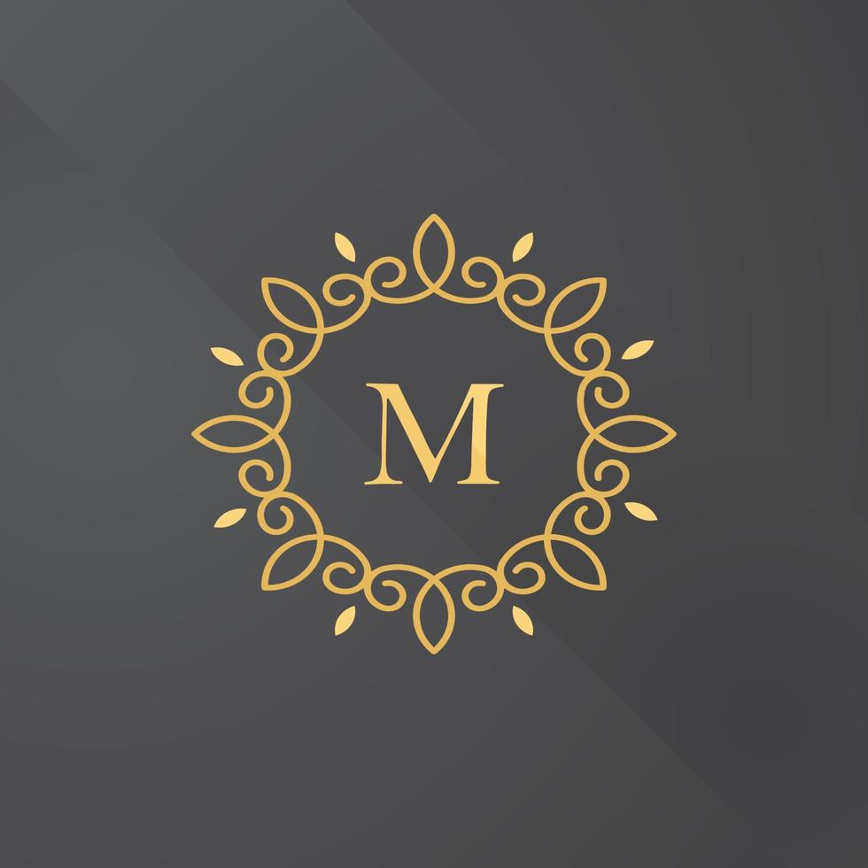 letra m, plantilla de logotipo de adorno floral vector