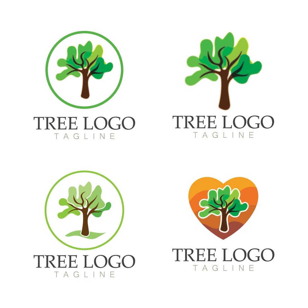 árbol logo icono vector ilustración design.vector silueta de un árbol plantillas de árbol logo y raíces árbol de la vida diseño ilustración