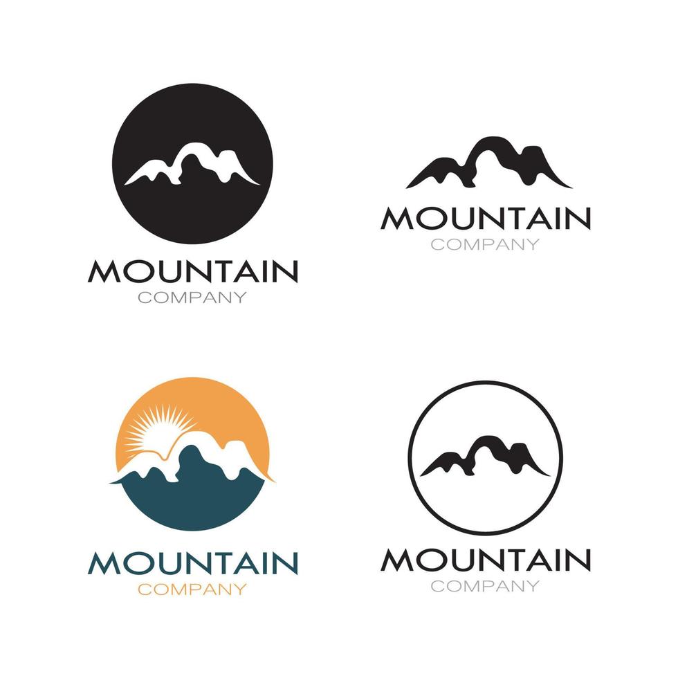 Minimalist mountain and sun logo design in flat colors packed with ...