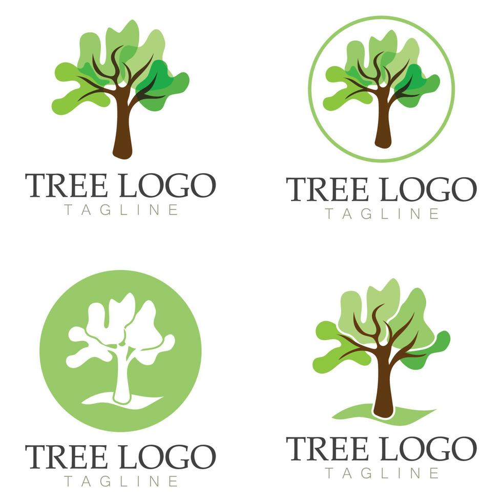 Tree logo icon vector illustration design.Vector silhouette of a tree templates of tree logo and roots  tree of life design illustration