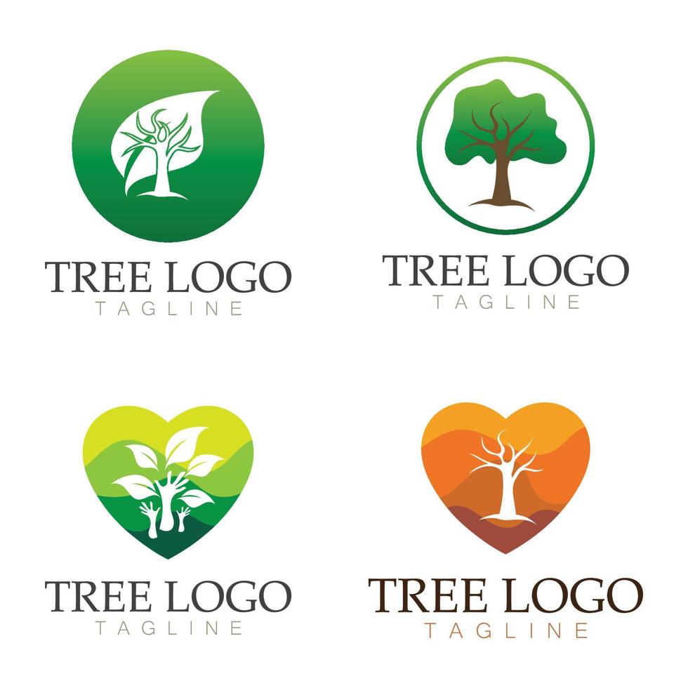 árbol logo icono vector ilustración design.vector silueta de un árbol plantillas de árbol logo y raíces árbol de la vida diseño ilustración