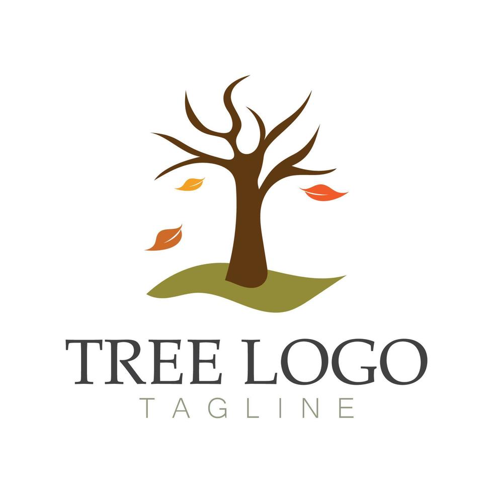 árbol logo icono vector ilustración design.vector silueta de un árbol plantillas de árbol logo y raíces árbol de la vida diseño ilustración